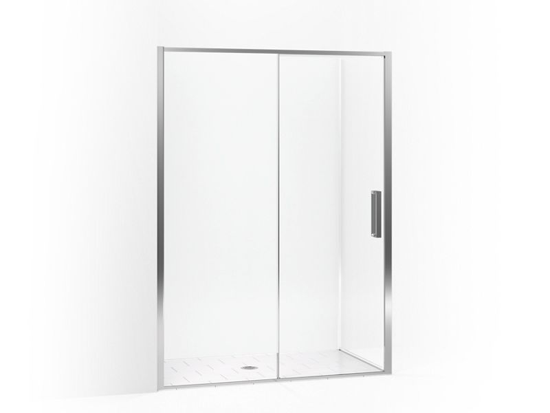KOHLER K-706091-L Torsion Frameless sliding shower door with return panel, 77" H x 57-1/2 - 59-1/16" W, with 5/16" thick Crystal Clear glass
