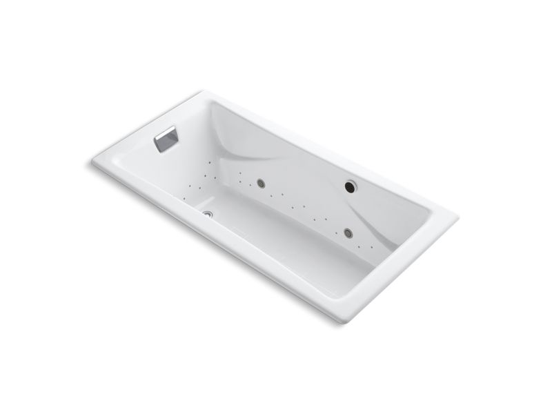 KOHLER K-865-GCCP-0 Tea-for-Two 72" x 36" drop-in BubbleMassage air bath with Polished Chrome airjet finish and chromatherapy lights