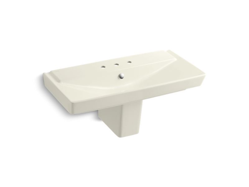 KOHLER 5148-8-96 R?¬ve 39" Semi-Pedestal Bathroom Sink With 8" Widespread Faucet Holes in Biscuit