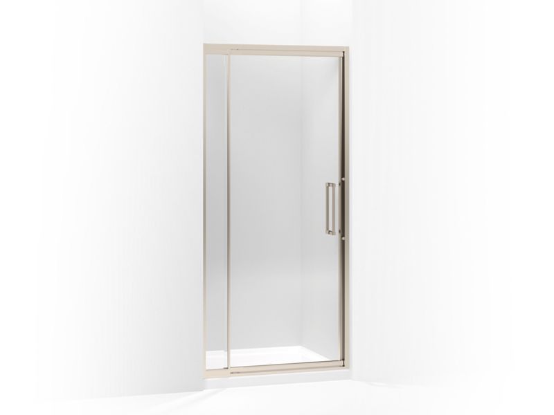 KOHLER 705815-L-ABV Lattis Pivot Shower Door With Sliding Steam Transom, 89-1/2" H X 30 - 33" W, With 3/8" Thick Crystal Clear Glass in Anodized Brushed Bronze