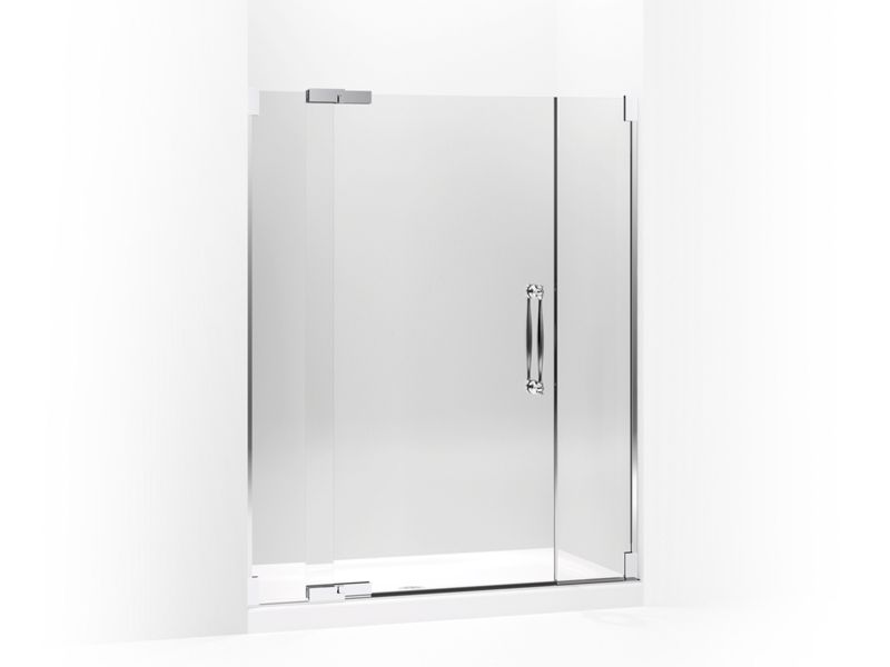 KOHLER 705741-L-SHP Finial Pivot Shower Door, 72-1/4" H X 57-1/4 - 59-3/4" W, With 1/2" Thick Crystal Clear Glass in Bright Polished Silver