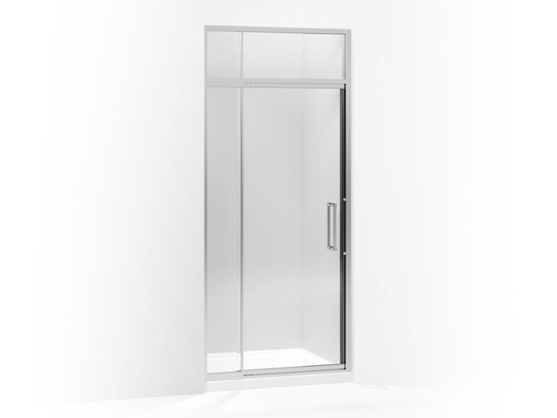 KOHLER 705817-L-SH Lattis Pivot Shower Door With Sliding Steam Transom, 89-1/2" H X 33 - 36" W, With 3/8" Thick Crystal Clear Glass in Bright Silver