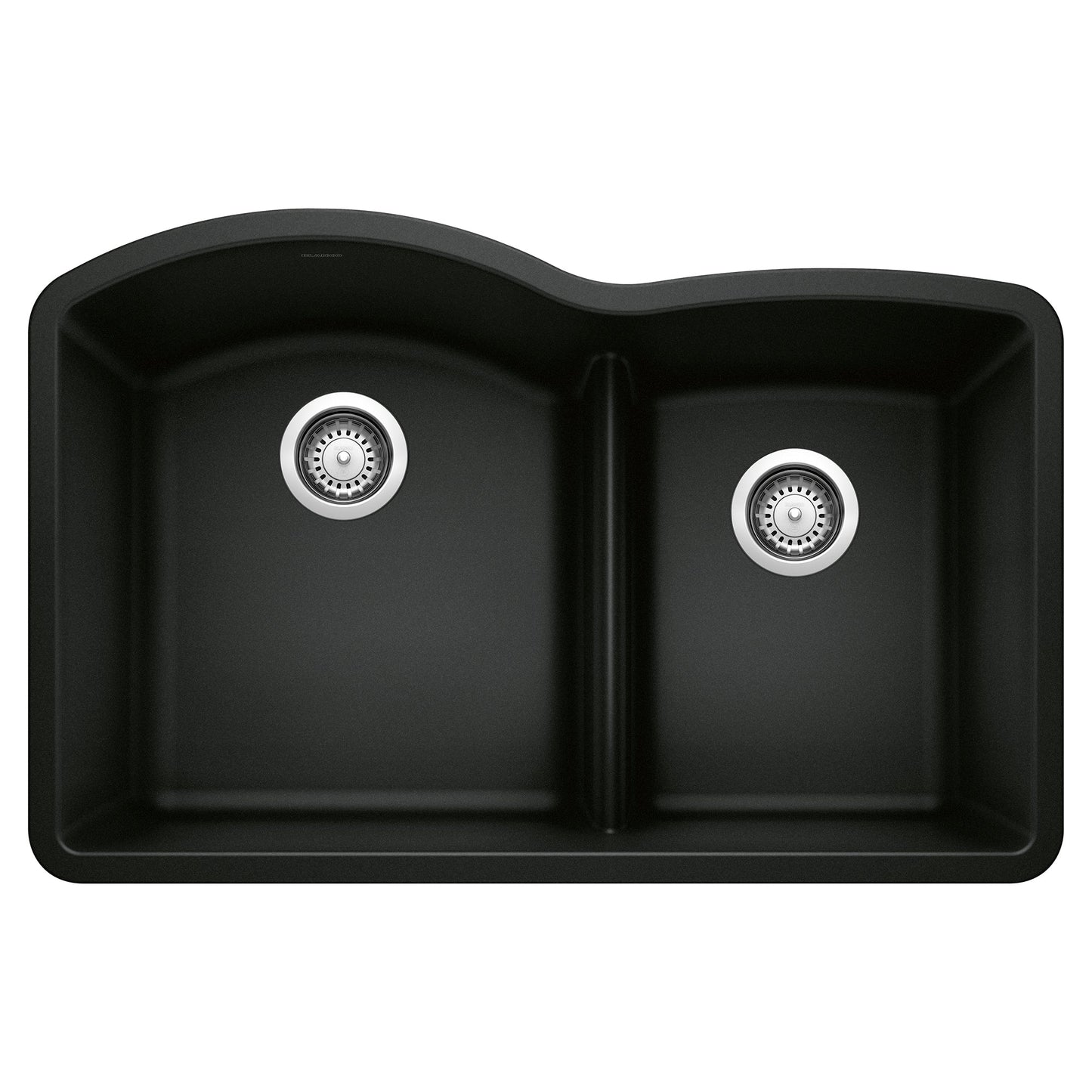 BLANCO 442910 Diamond 1-3/4 Double Bowl Kitchen Sink with Low Divide - Coal Black